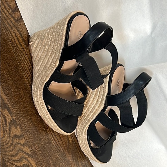 Charles By Charles David Black Wedge Sandals - Picture 3 of 6